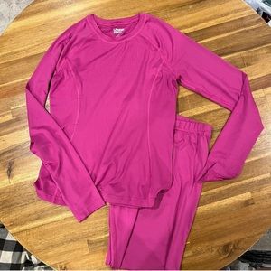 Lands End Girls Pink Thermal Baselayer Set Skiing Cold Weather 10-12 L